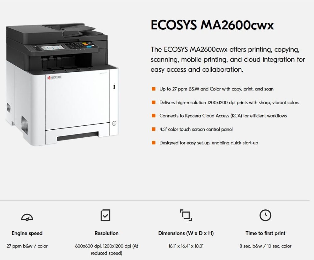 Kyocera ECOSYS MA2600cwx 110C1G2US0
